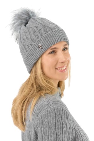 Picture of Pure Golf Ladies Margot Knit Waterproof Bobble Hat - Charcoal Grey