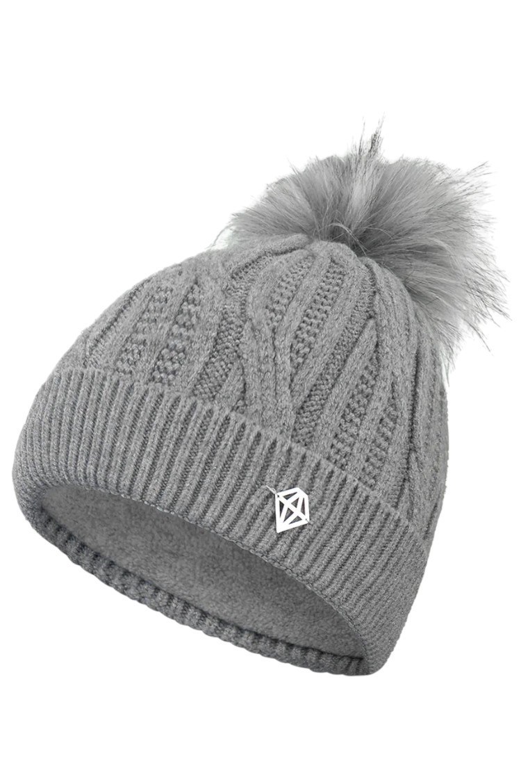 Picture of Pure Golf Ladies Margot Knit Waterproof Bobble Hat - Charcoal Grey