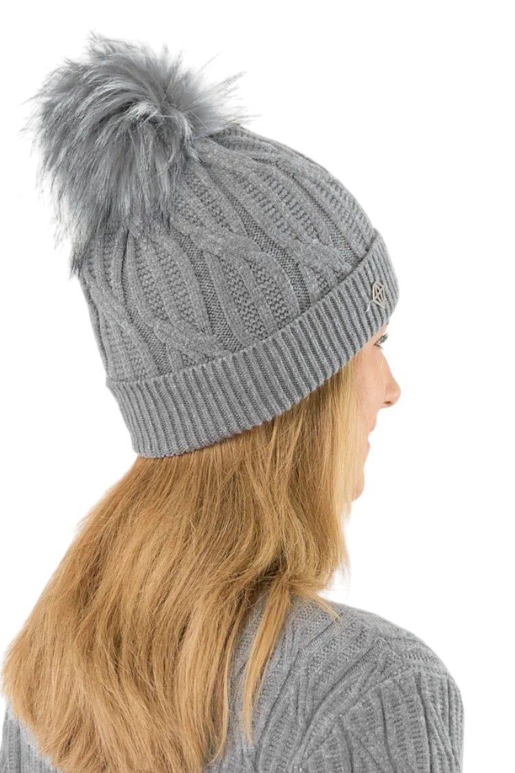 Picture of Pure Golf Ladies Margot Knit Waterproof Bobble Hat - Charcoal Grey