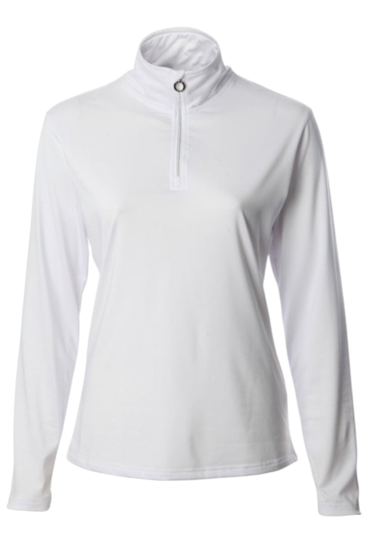 Picture of JRB  Ladies Long Sleeve Quarter Zip Top - White