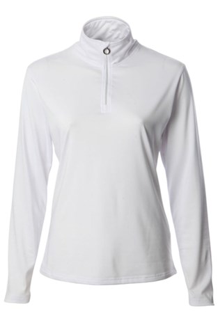 Show details for JRB  Ladies Long Sleeve Quarter Zip Top - White