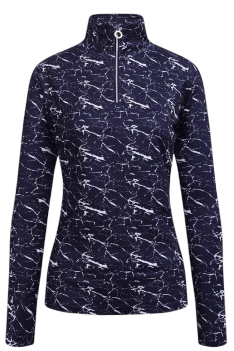Picture of JRB  Ladies Long Sleeve Quarter Zip Top - Navy / White