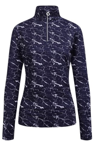 Show details for JRB  Ladies Long Sleeve Quarter Zip Top - Navy / White