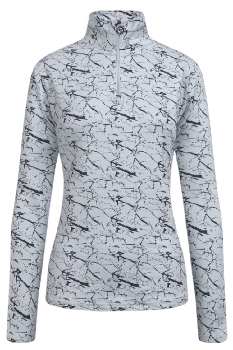 Picture of JRB  zns Ladies Long Sleeve Quarter Zip Top - Silver Grey / Navy (SMALL ONLY)