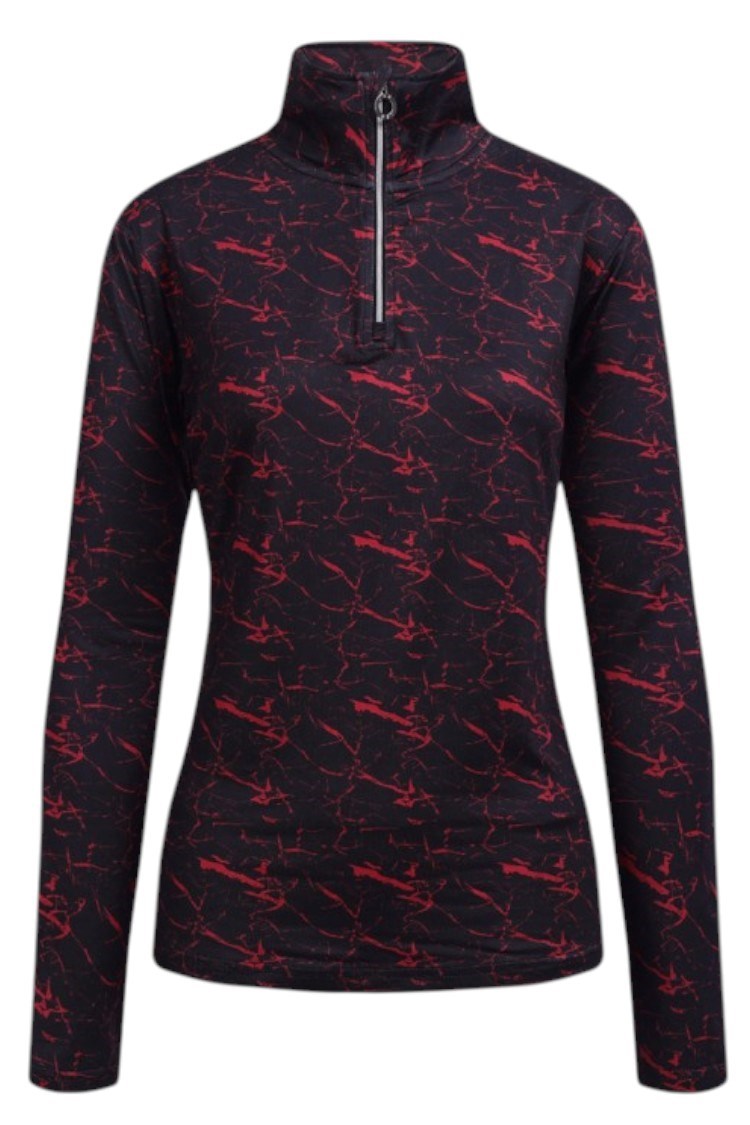 Picture of JRB  Ladies Long Sleeve Quarter Zip Top - Black / Red