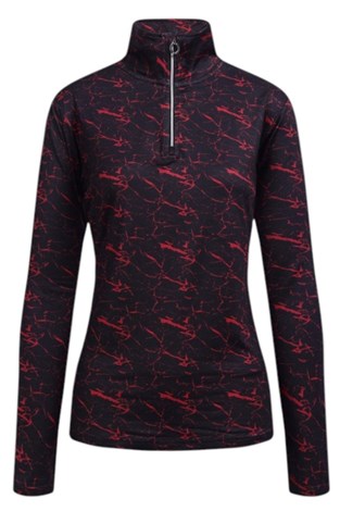 Show details for JRB  Ladies Long Sleeve Quarter Zip Top - Black / Red