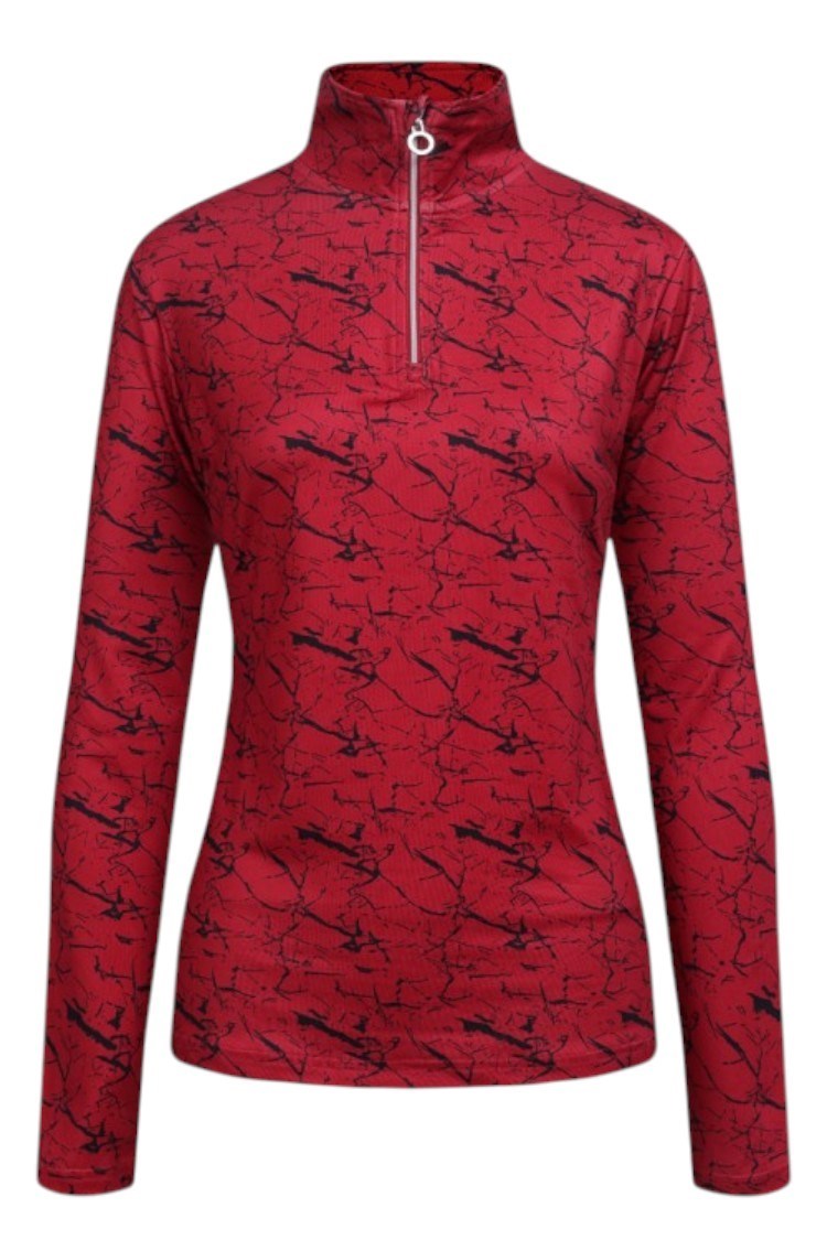 Picture of JRB Ladies Long Sleeve Quarter Zip Top - Red / Black