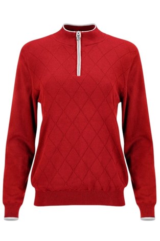 Show details for JRB Women's 1/4 Zip Lined Sweater - Red