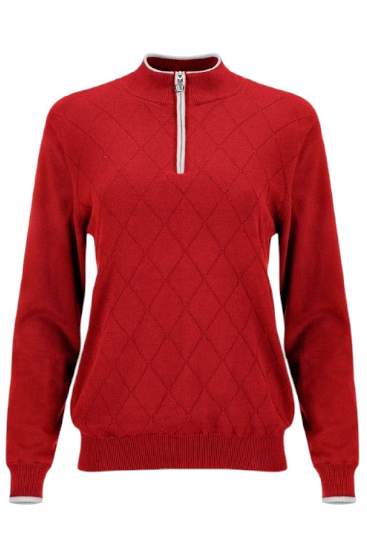 Picture of JRB zns Women's 1/4 Zip Lined Sweater - Red