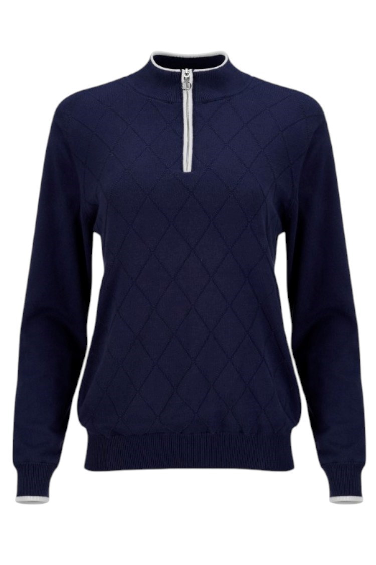 Picture of JRB Women's 1/4 Zip Lined Sweater - Navy