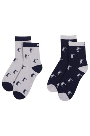 Show details for JRB Ladies Ankle Socks - 2 Pack - Navy / Silver