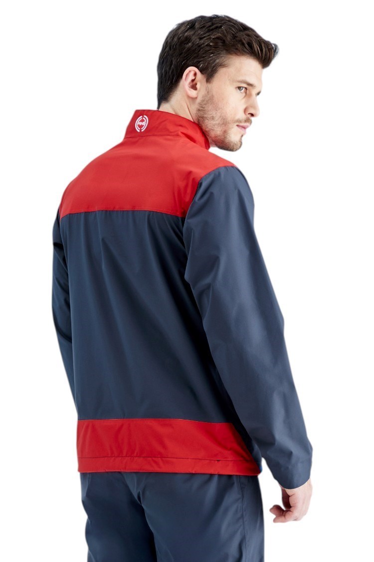 Picture of Ping Men's AquaDrive Half Zip Waterproof Jacket - Oxford Blue / Classic Red