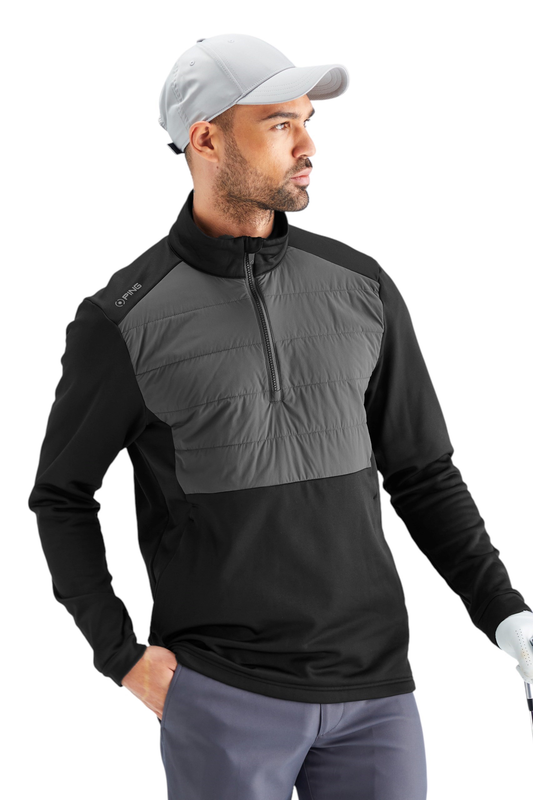 Picture of Ping Men’s Astbury Half Zip Fleece Jacket - Black / Asphalt