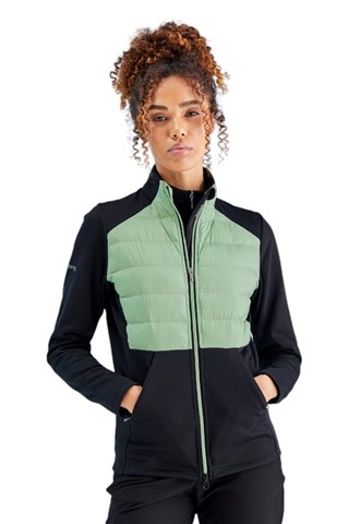 Picture of Ping Ladies Clare Zoned Fleece Jacket - Black / Eucalyptus Multi