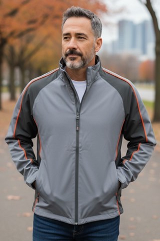 Picture of Sunderland of Scotland Men's Typhoon Waterproof Golf Jacket - Charcoal / Black / Inferno - XXL ONLY