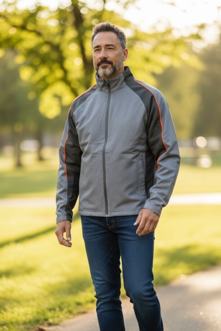 Picture of Sunderland of Scotland Men's Typhoon Waterproof Golf Jacket - Charcoal / Black / Inferno - XXL ONLY
