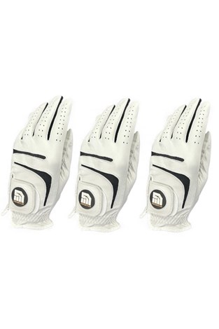 Show details for Get a Grip Men's Premium Leather Golf Glove - 3 Pack - White / Black
