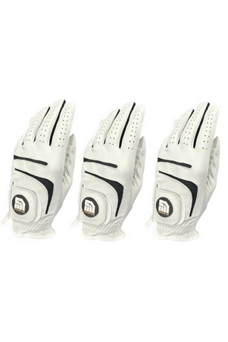 Picture of Get a Grip Men's Premium Leather Golf Glove - 3 Pack - White / Black
