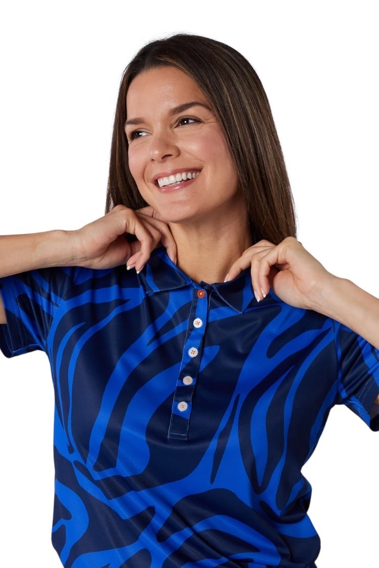 Picture of Swing out Sister Ladies Nala Cap Sleeve Polo - Tigers Eye