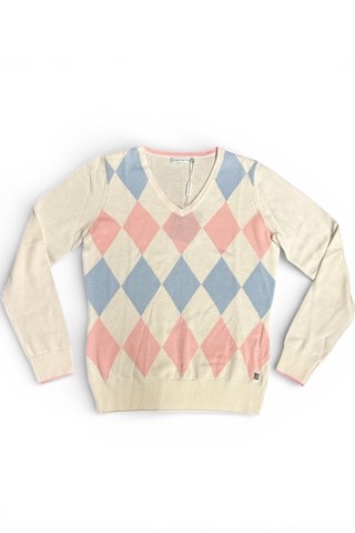 Picture of Green Lamb Ladies Brigitte Argyle Sweater - White / Blue / Pink