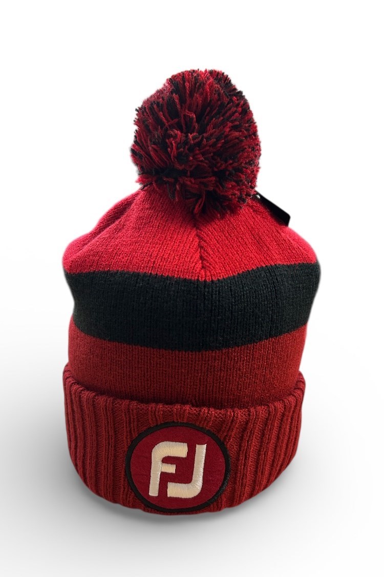 Picture of Footjoy zns Men's Pom Pom Tonal Beanie - Red / Black