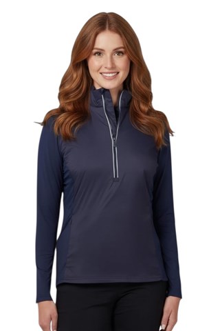 Picture of Callaway zns Ladies Insulated Mixed Media 1/4 Zip - Peacoat