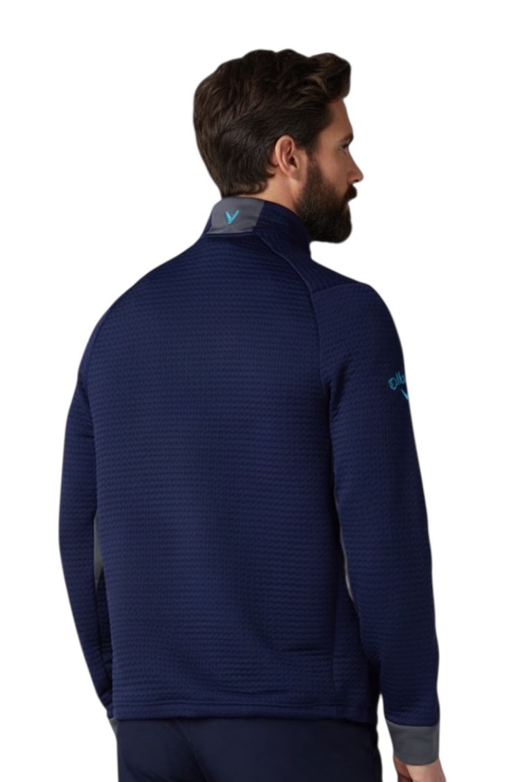 Picture of Callaway Men's Midweight Textured Quarter Zip - Peacoat / Scuba Blue 963