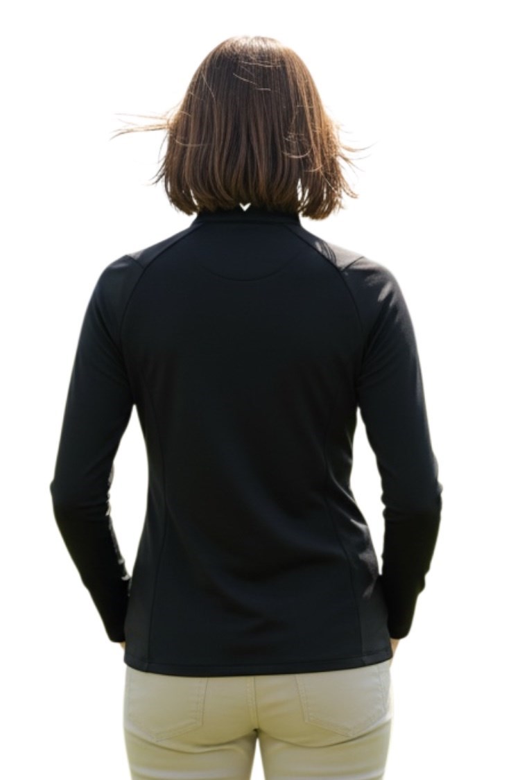 Picture of Callaway Ladies Thermal Long Sleeve Fleece Back Jersey Polo - Caviar