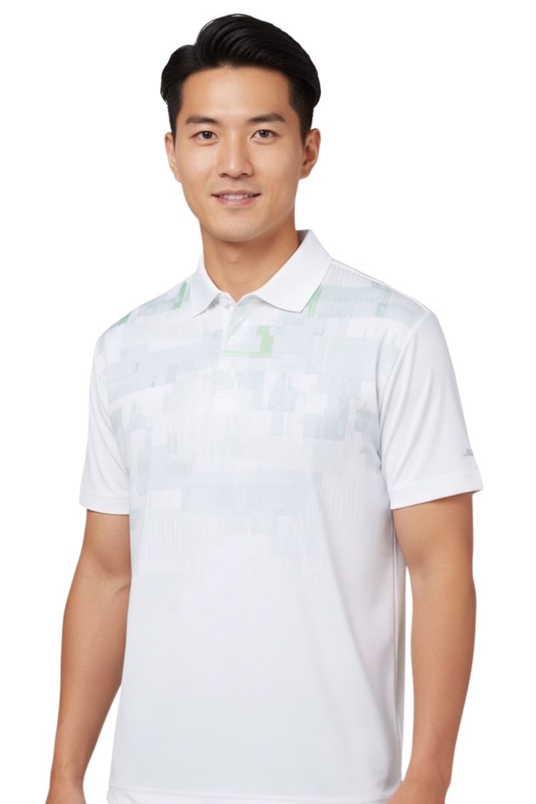 Picture of Callaway Men's Multi Colour Glitched Print Polo Shirt - Bright White