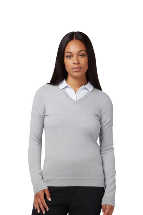 Callaway Ladies V - Neck Merino Sweater - Pearl Blue 050 -
