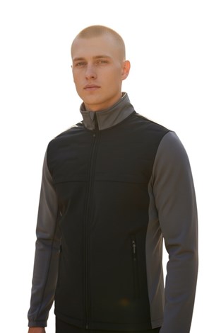 Show details for Island Green Men’s Padded Jacket with Stretch Panels - Black / Charcoal