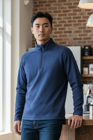 Picture of Island Green Men’s Geometric Print Mid Layer - Navy / Royal