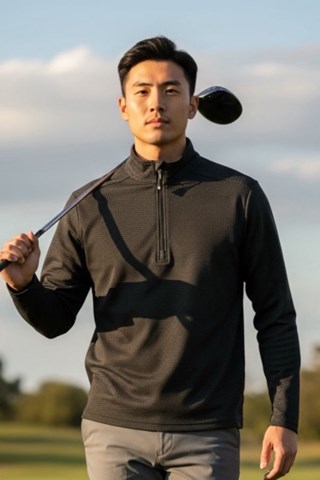 Picture of Island Green Men’s Geometric Print Mid Layer - Black / Charcoal