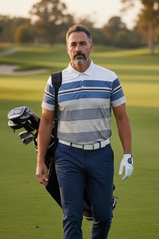 Picture of Abacus Men's Devon Polo Shirt - White / Khaki