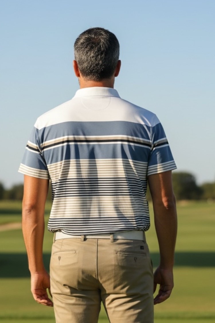 Picture of Abacus Men's Devon Polo Shirt - White / Khaki