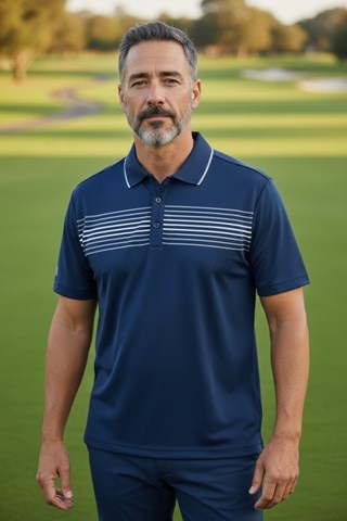 Picture of adidas Men's Textured Tipped Mesh Collar Polo - Collegiate Navy