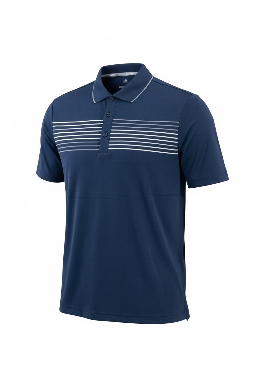 Picture of adidas Men's Textured Tipped Mesh Collar Polo - Collegiate Navy