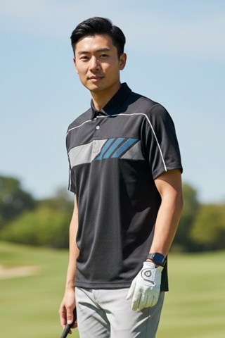 Picture of adidas Men's Clima Chill Print Polo - Black / White