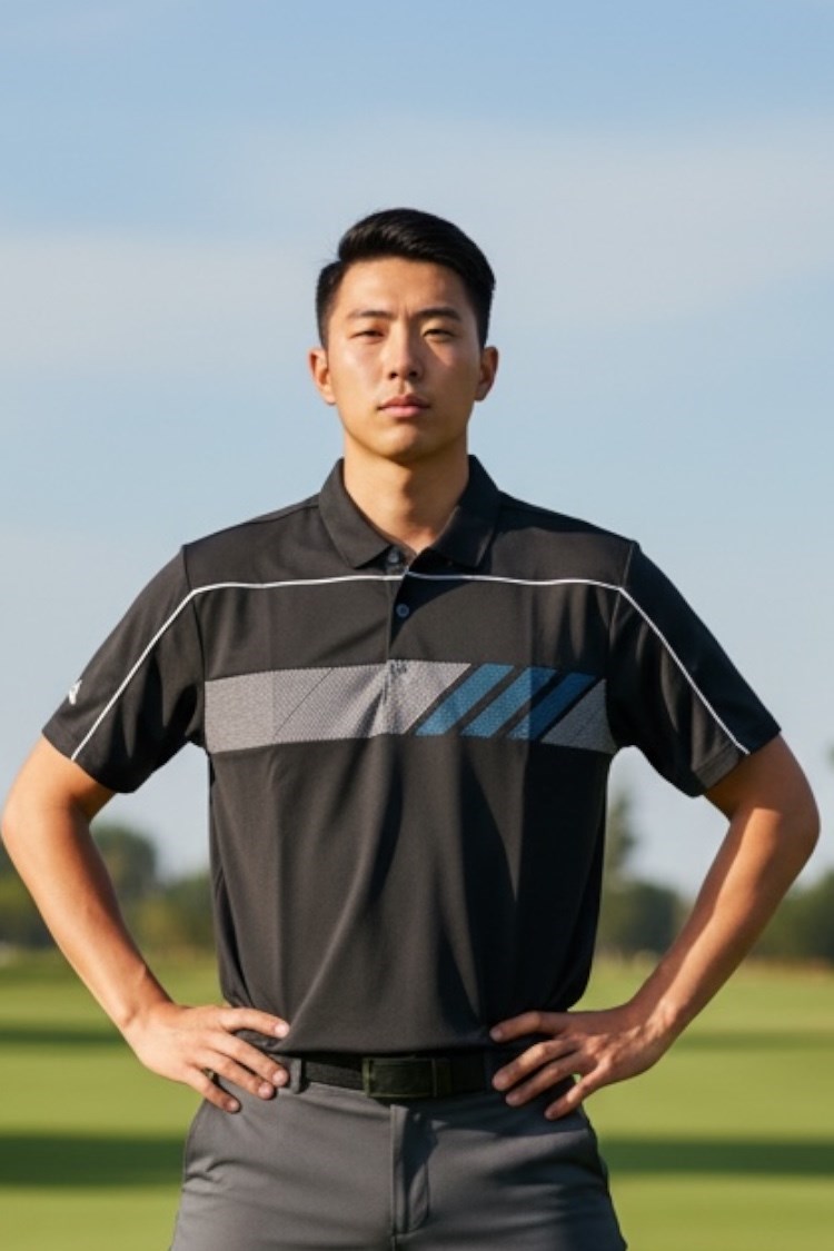 Picture of adidas Men's Clima Chill Print Polo - Black / White