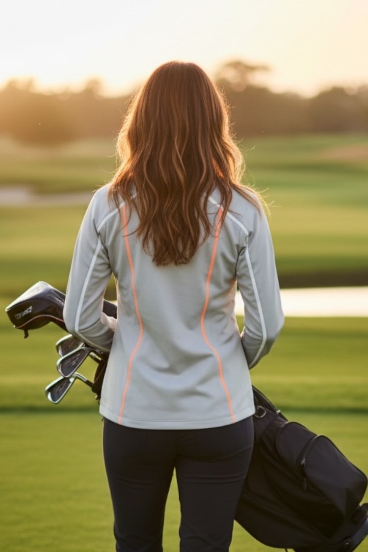 Picture of Sunice Women's Pomona 1/4 Zip Pullover - Oyster Melange / Heat Wave