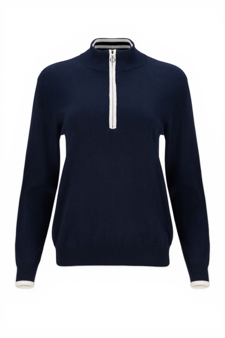 Picture of JRB Ladies 1/4 Zip Golf Sweater - Navy / White