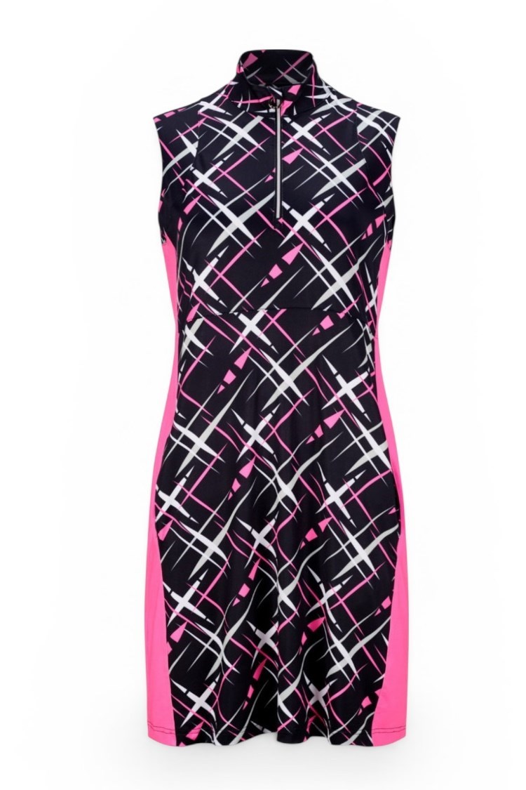 Picture of JRB Ladies Sleeveless Golf Dress - Pink / Black / White