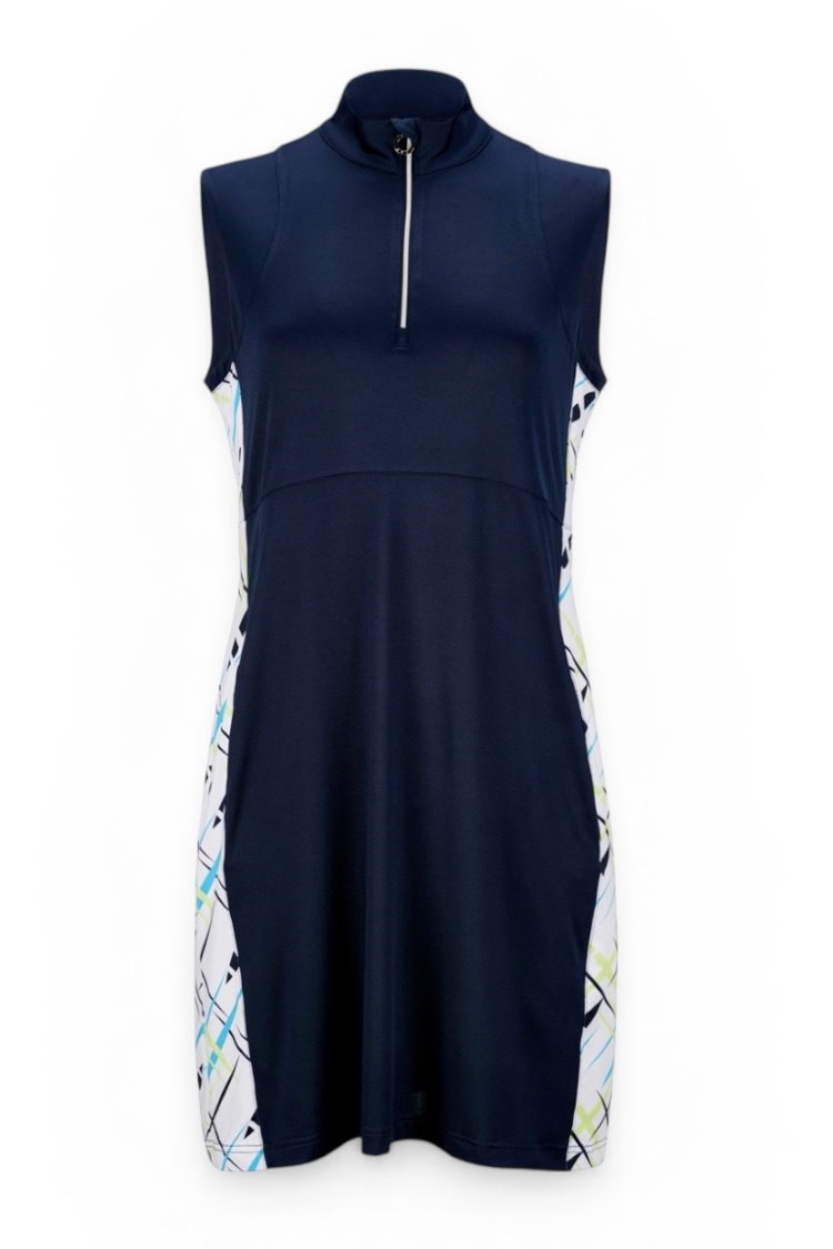 Picture of JRB Ladies Golf Dress - Navy / River Blue / Sharp Lime Print