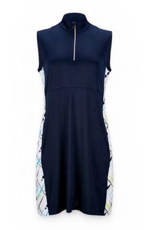 Show details for JRB Ladies Golf Dress - Navy / River Blue / Sharp Lime Print