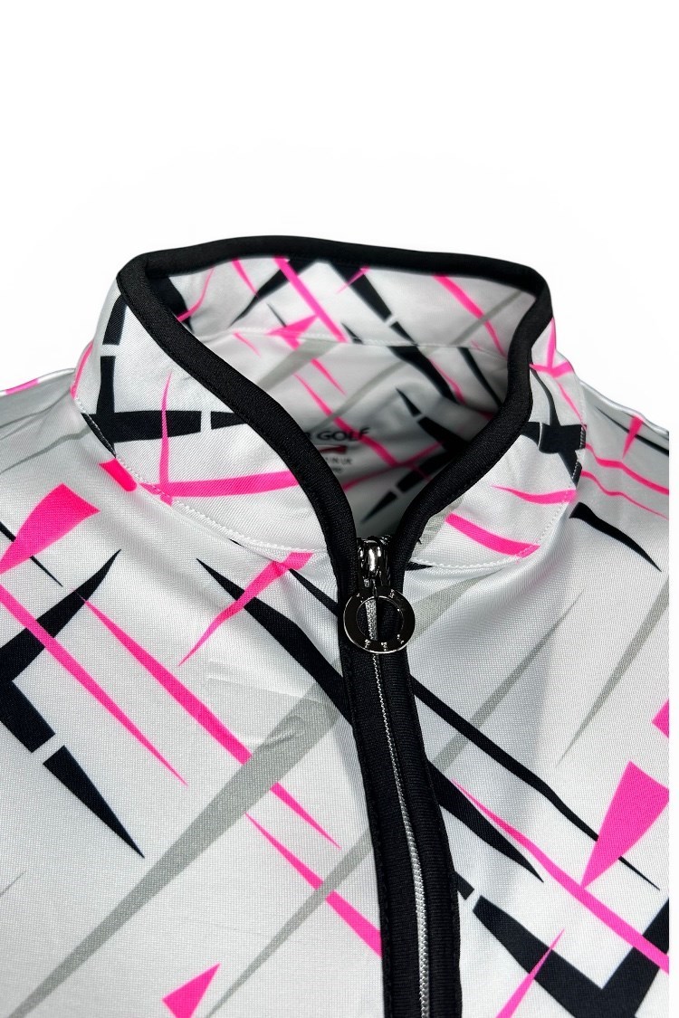 Picture of JRB Ladies Cross Print Short Sleeve Polo - White / Black / Grey / Pink