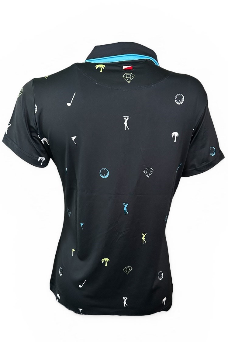 Picture of JRB Ladies Short Sleeve Printed Polo - Navy / Blue / White / Lime