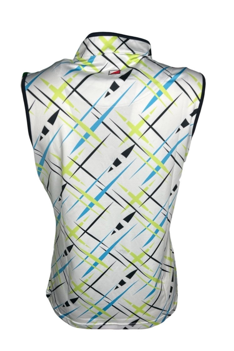 Picture of JRB Ladies Cross Print Sleeveless Polo - White / Navy / Blue / Lime