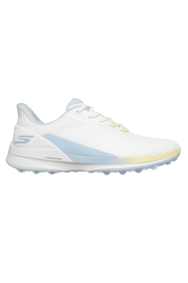 Picture of Skechers Ladies Pure Slip In Waterproof Golf Shoes - White / Light Blue / Yellow