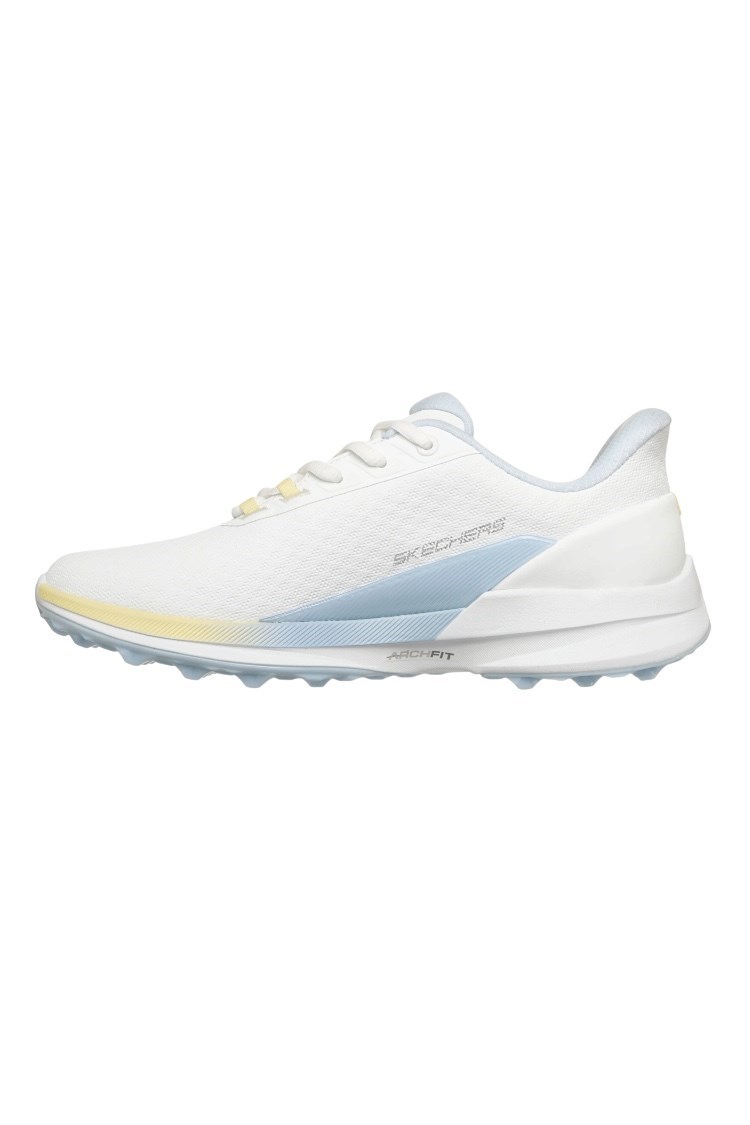 Picture of Skechers Ladies Pure Slip In Waterproof Golf Shoes - White / Light Blue / Yellow