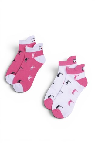 Show details for JRB Ladies Ankle Socks - 2 Pack - Pink / White / Black